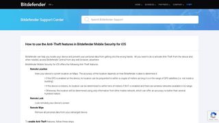 How to use the Anti-Theft features in Bitdefender Mobile Security for iOS