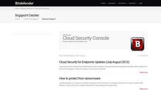 Cloud Security Console - Bitdefender