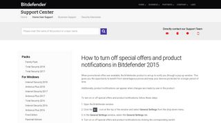 How to turn off special offers and product notifications in Bitdefender ...