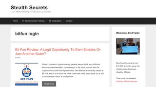 bitfun login | | Stealth Secrets