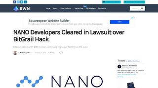 NANO Developers Cleared in Lawsuit over BitGrail Hack - Ethereum ...