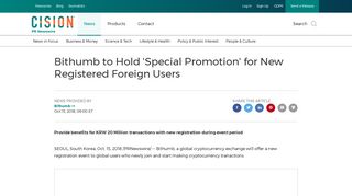 Bithumb to Hold 'Special Promotion' for New Registered Foreign Users