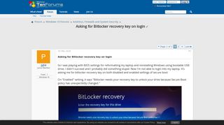 Asking for Bitlocker recovery key on login Solved - Windows 10 Forums