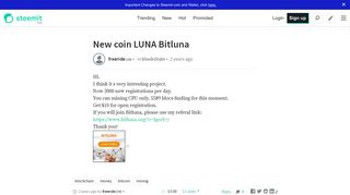 New coin LUNA Bitluna — Steemit