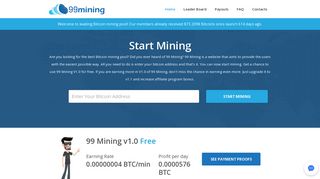 99mining.cloud: Start Bitcoin Mining Today! It's Free!