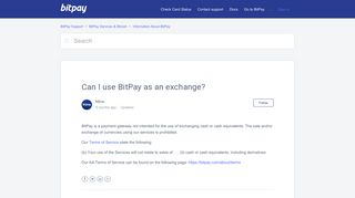 Can I use BitPay as an exchange? – BitPay Support