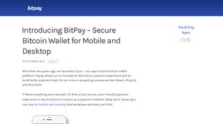 Introducing BitPay – Secure Bitcoin Wallet for Mobile and Desktop