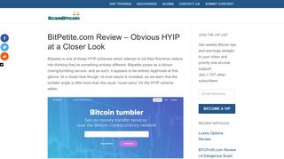 BitPetite.com Review - Obvious HYIP at a Closer Look - Scam Bitcoin