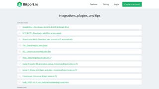 Integrations, plugins, and tips - Bitport.io