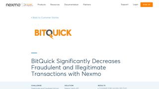 BitQuick Significantly Decreases Illegitimate Transactions with Nexmo