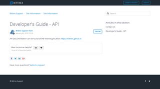Developer's Guide - API – Bittrex Support