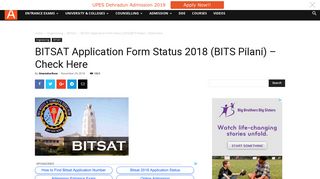 BITSAT Application Form Status 2018 (BITS Pilani) – Check Here ...