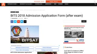 BITS 2018 Admission Application Form (after exam) | AglaSem ...