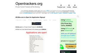 HD-Bits.com is Open for Application Signup! - Private Torrent Trackers ...