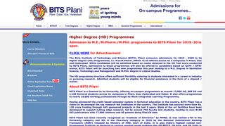 Higher Degree Programmes - Bitsat