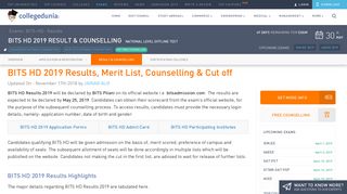 BITS HD Admission Test (BITS-HD) - 2019 - Result & Counselling ...
