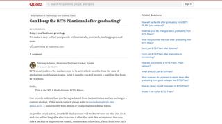 Can I keep the BITS Pilani mail after graduating? - Quora