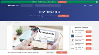 BITSAT Result 2019, Admit List, Wait List – Check here - Careers360