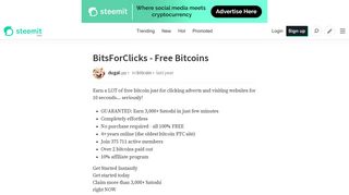 BitsForClicks - Free Bitcoins — Steemit
