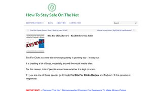 Bits For Clicks Review : Read Before You Join! - Stay Safe Online