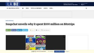 Snapchat unveils why it spent $100 million on Bitstrips - L.A. Biz