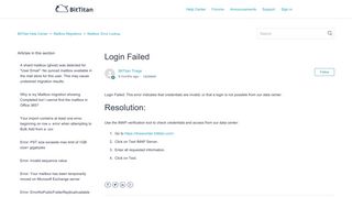 Login Failed – BitTitan Help Center