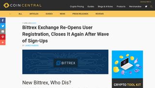 Bittrex Exchange Re-Opens User Registration, Closes It Again After ...
