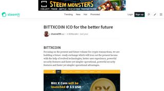 BITTXCOIN ICO for the better future — Steemit