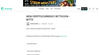 NEW CRYPTOCURRENCY BITTXCOIN - BITTX — Steemit