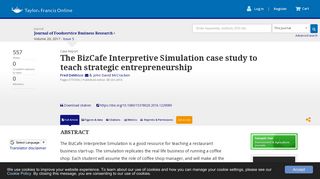 The BizCafe Interpretive Simulation case study to teach strategic ...