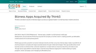 Bizness Apps Acquired By Think3 - PR Newswire