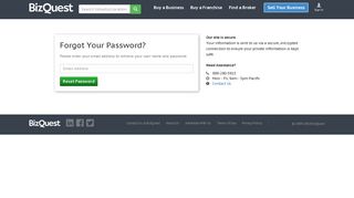 Forgot Password | Buy a Business | Sell a Business | BizQuest - The ...
