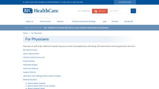 For Physicians - BJC HealthCare