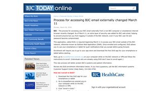 Process for accessing BJC email externally changed March 11