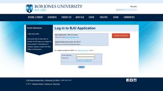 Apply to BJU - Login | Bob Jones University