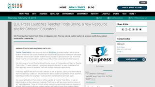 BJU Press Launches Teacher Tools Online, a new Resource site for ...