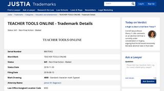 TEACHER TOOLS ONLINE Trademark Application of BJU ...