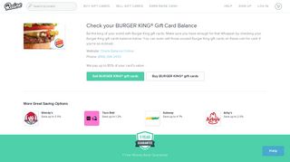 BURGER KING® Gift Card Balance Check | Raise.com