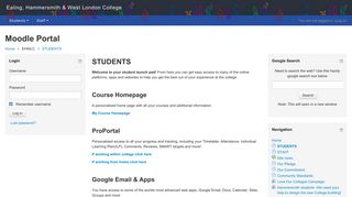EHWLC: STUDENTS - Moodle Portal - West London College