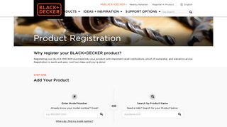 Product Registration - BLACK+DECKER