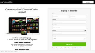 Create your BlackDiamondCasino account