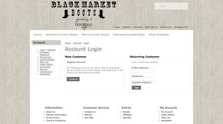 Account Login - The Black Market Boots