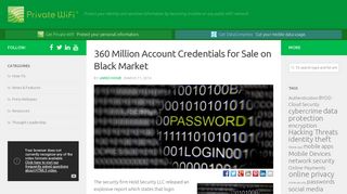 360 Million Account Credentials for Sale on Black Market – Private WiFi