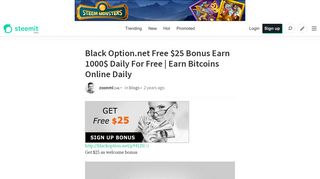Black Option.net Free $25 Bonus Earn 1000$ Daily For Free | Earn ...