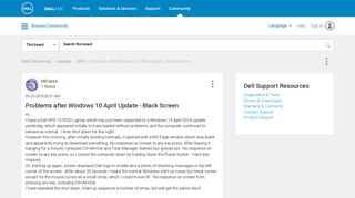 Problems after Windows 10 April Update - Black Screen - Dell ...