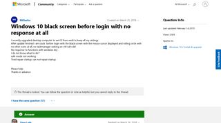 Windows 10 black screen before login with no response at all ...