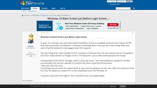 Windows 10 Black Screen Just Before Login Screen. Solved - Windows ...