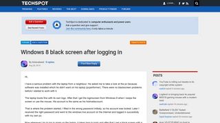 Windows 8 black screen after logging in - TechSpot Forums