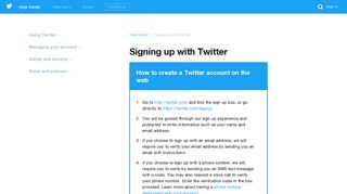 Signing up with Twitter - Twitter Help Center