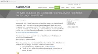 I'm trying to access the Blackbaud Hosting Services Files folder but the ...